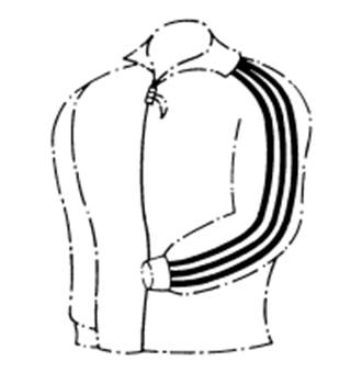 A black and white drawing of a jacket

Description automatically generated