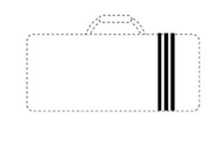 A white suitcase with black stripes

Description automatically generated